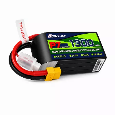 BosLipo P7 Batterie 1300mAh 14,8V 4S 150C Lipo Akku XT60 Plug