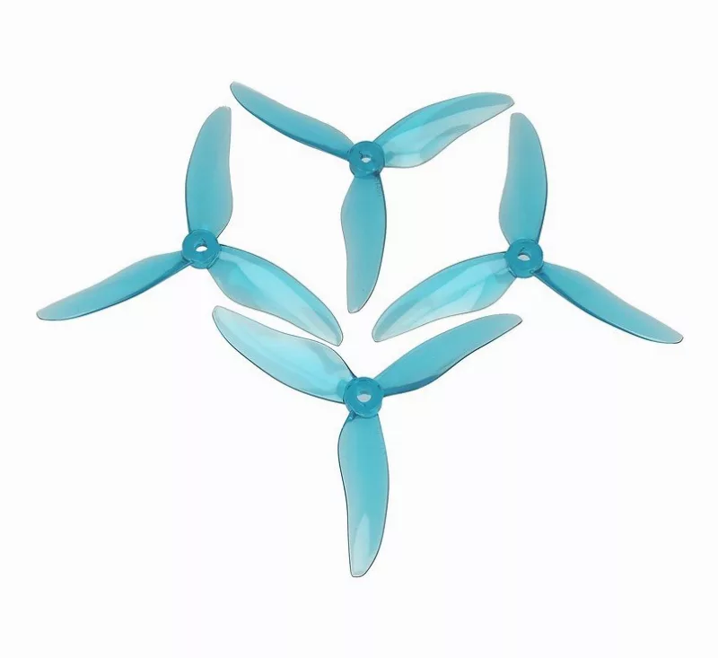 Gemfan 51499 Hurricane 3-Blatt-Propeller Klar Blau 2xCW, 2xCCW 5 Zoll