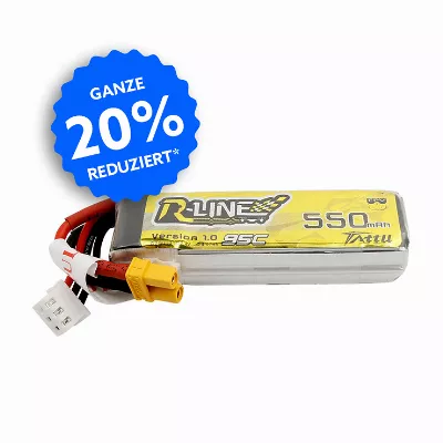 Tattu R-Line 550mAh 95C 7.4V Lipo Akku 2S XT30