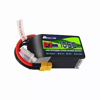 BosLipo P7 Batterie 1050mAh 22,2V 6S 150C Lipo Akku XT60 Plug