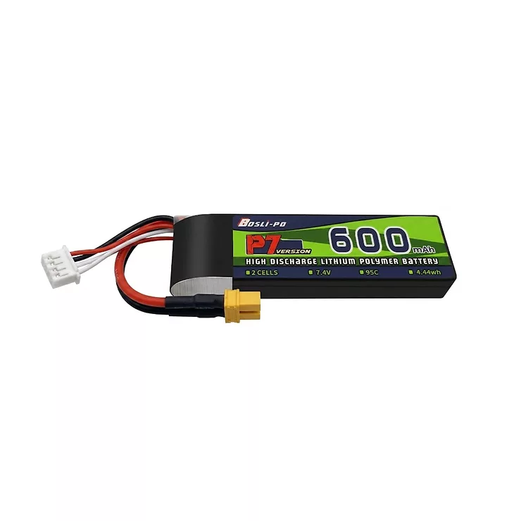 BosLipo P7 Batterie 600mAh 7,4V 2S 95C Lipo Akku XT30 Plug