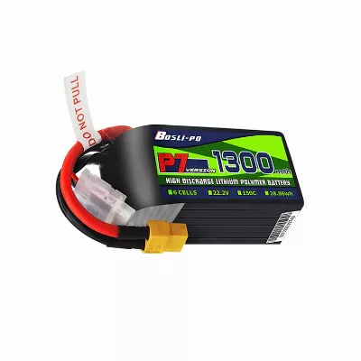 BosLipo P7 Batterie 1300mAh 22,2V 6S 150C Lipo Akku XT60 Plug