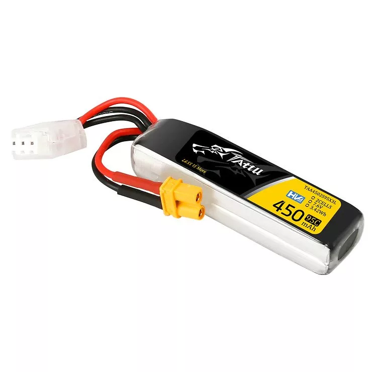 Tattu Batterie LiPo Akku 2s 450mAh 95C 7,6V HV XT30 Lang