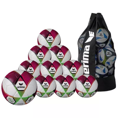 Erima Hybrid Trainingsball 2.0 10-er Ballpaket rot/green gecko…