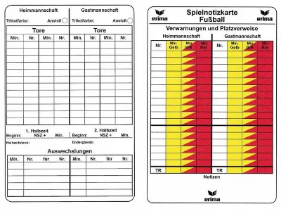 Erima Spielnotizkarten Fussball weiß 732301