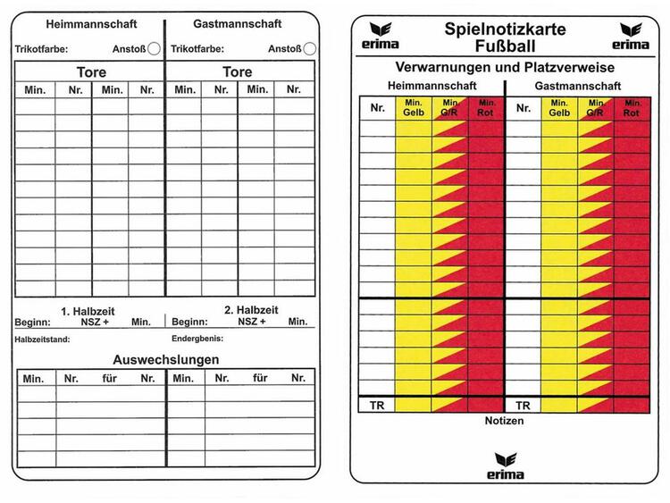 Erima Spielnotizkarten Fussball weiß 732301